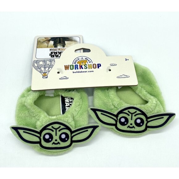 Build a Bear Star Wars Mandalorian Grogu Fuzzy Slippers Yoda NWT New w Tags - Picture 1 of 5